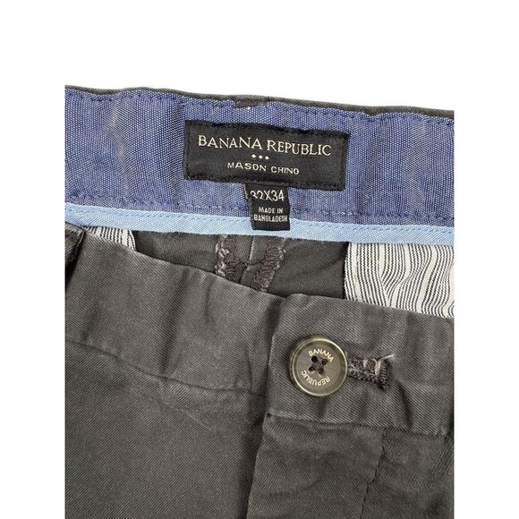 Banana Republic Mason Chino Pants Flint Grey Flat Front Preppy Cotton 32x34 - Picture 5 of 14